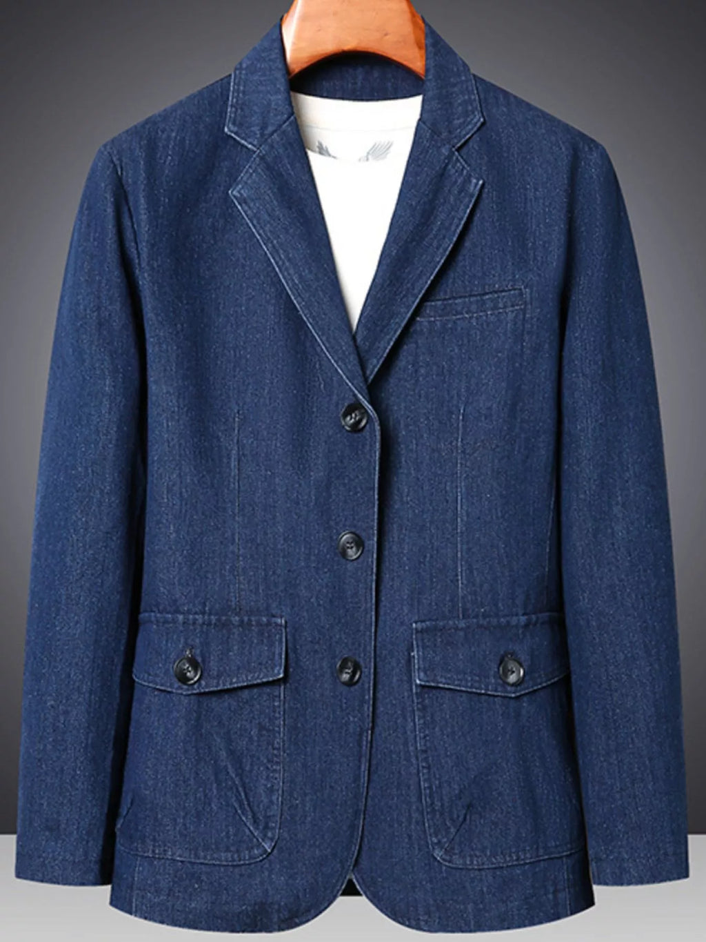 Men's Plus Size Classic Fit Textured Denim Blazer