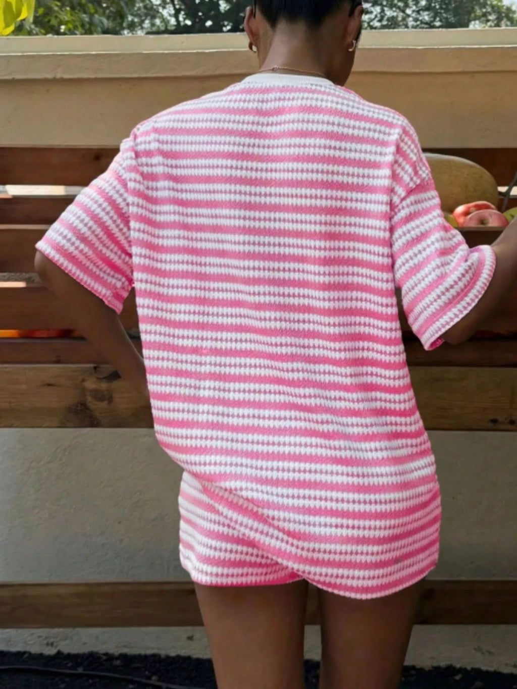Striped Short Sleeve Top and Shorts Set
