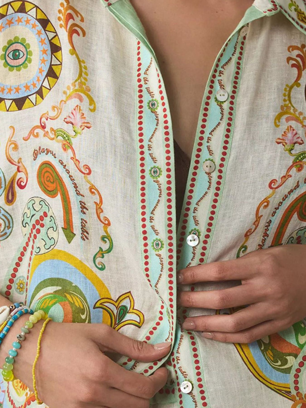Printed Button Up Shirt and Shorts Set