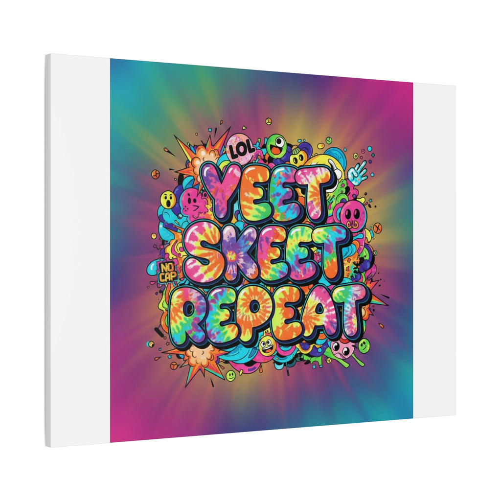 Yeet Skeet Repeat Canvas | Slogan & Glitch Graphic, Meme Phrase Wall Art