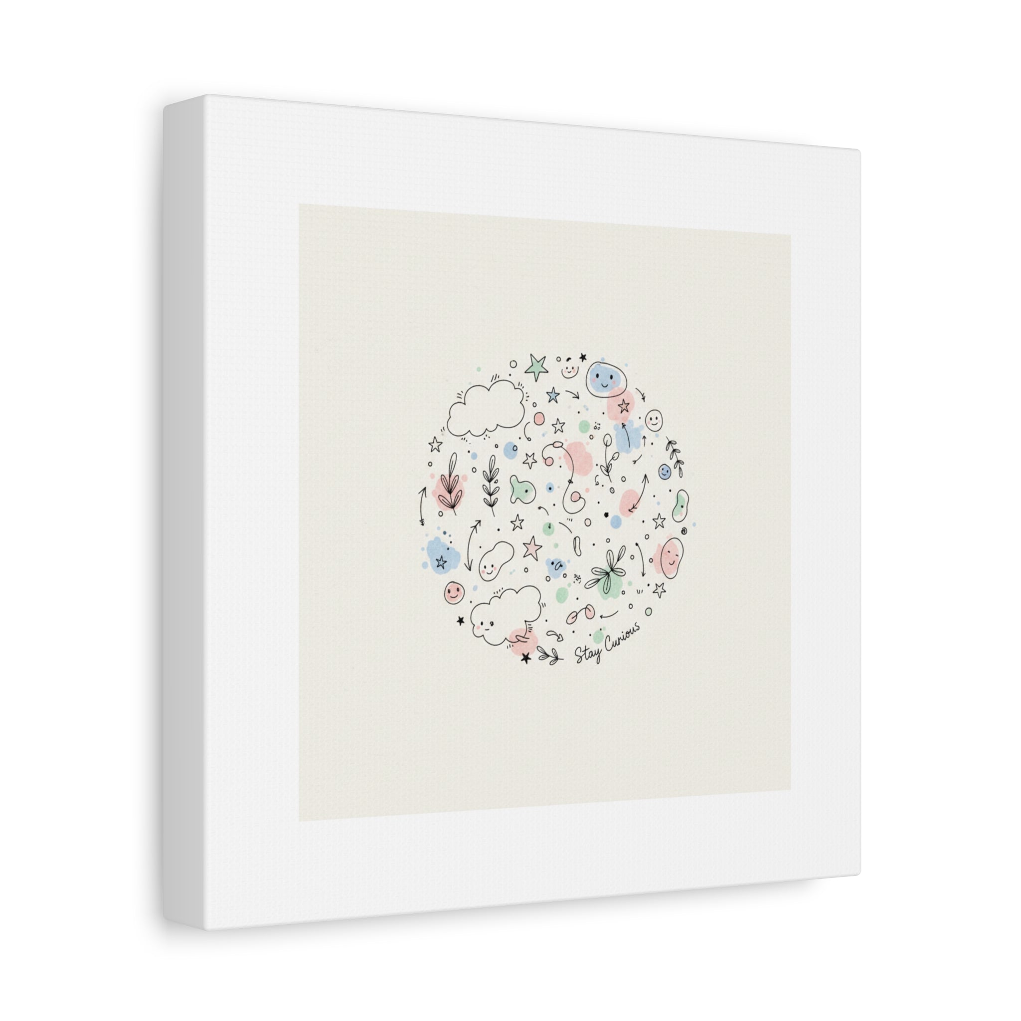 Doodle Circle Line Drawing Matte Canvas, Hand-Drawn Sketch Art