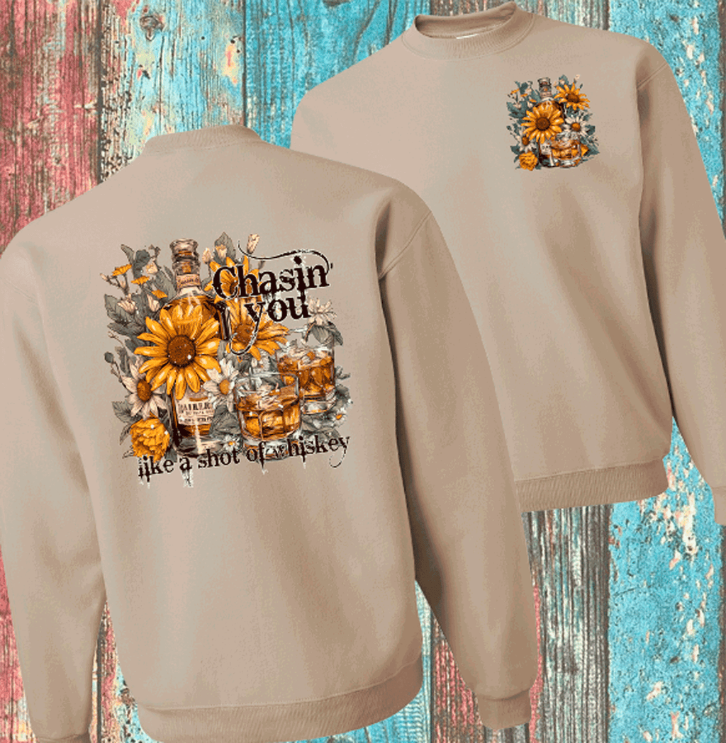 A Blessed Texas Mess Boutique Chasin you like a shot of Whiskey Morgan Wallen Bleached Shirts — main product shot