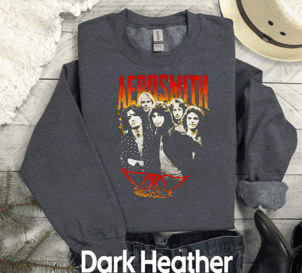 A Blessed Texas Mess Boutique Aerosmith Retro Classic Rock vintage band Sweatshirts, rock tshirt, band tee,… — lifestyle worn / used context