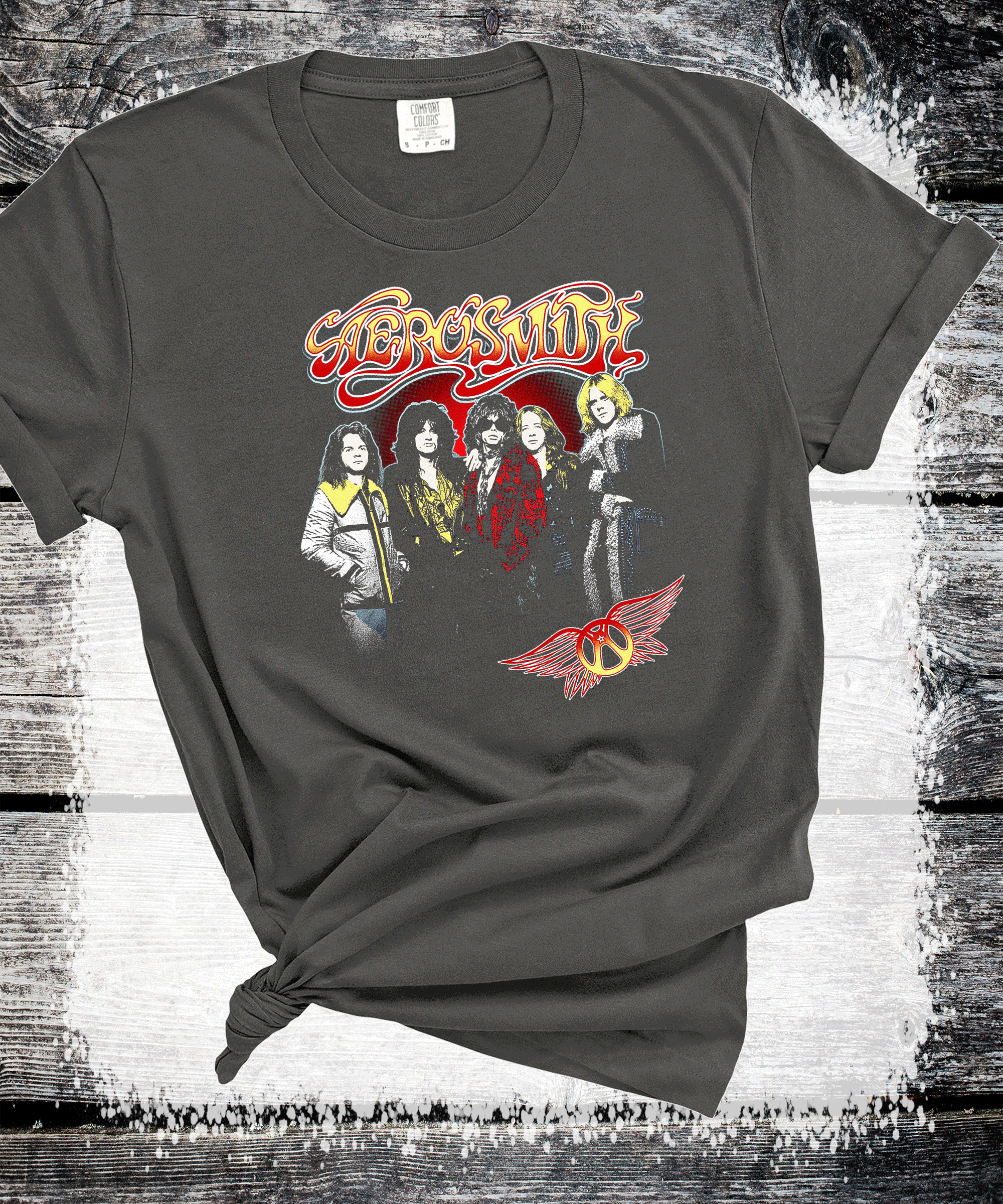 A Blessed Texas Mess Boutique Aerosmith Retro Classic Rock vintage band Sweatshirts, rock tshirt, band tee,… — construction detail