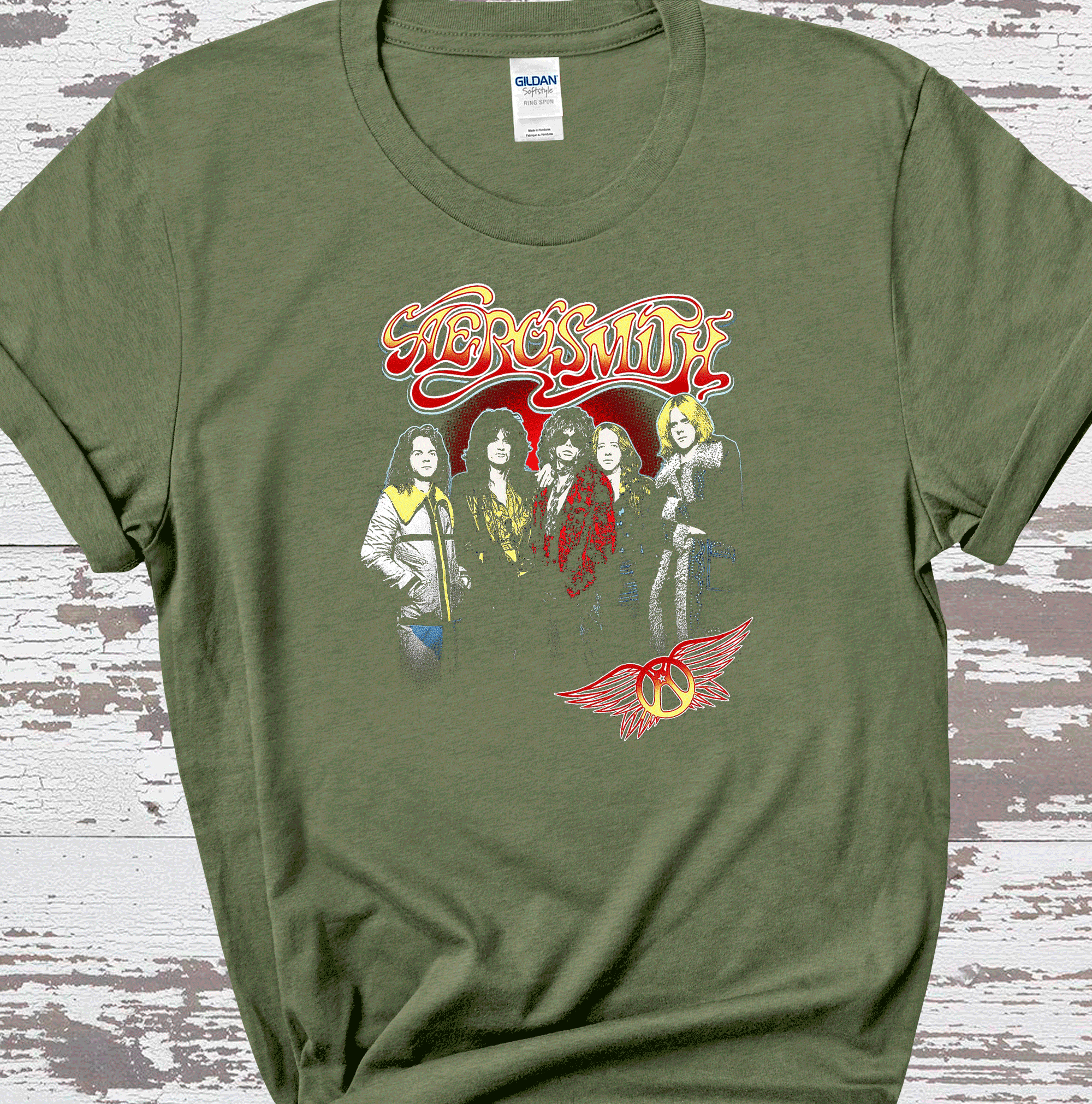 A Blessed Texas Mess Boutique Aerosmith Retro Classic Rock vintage band Sweatshirts, rock tshirt, band tee,… — A Blessed Texas Mess Boutique branding close-up