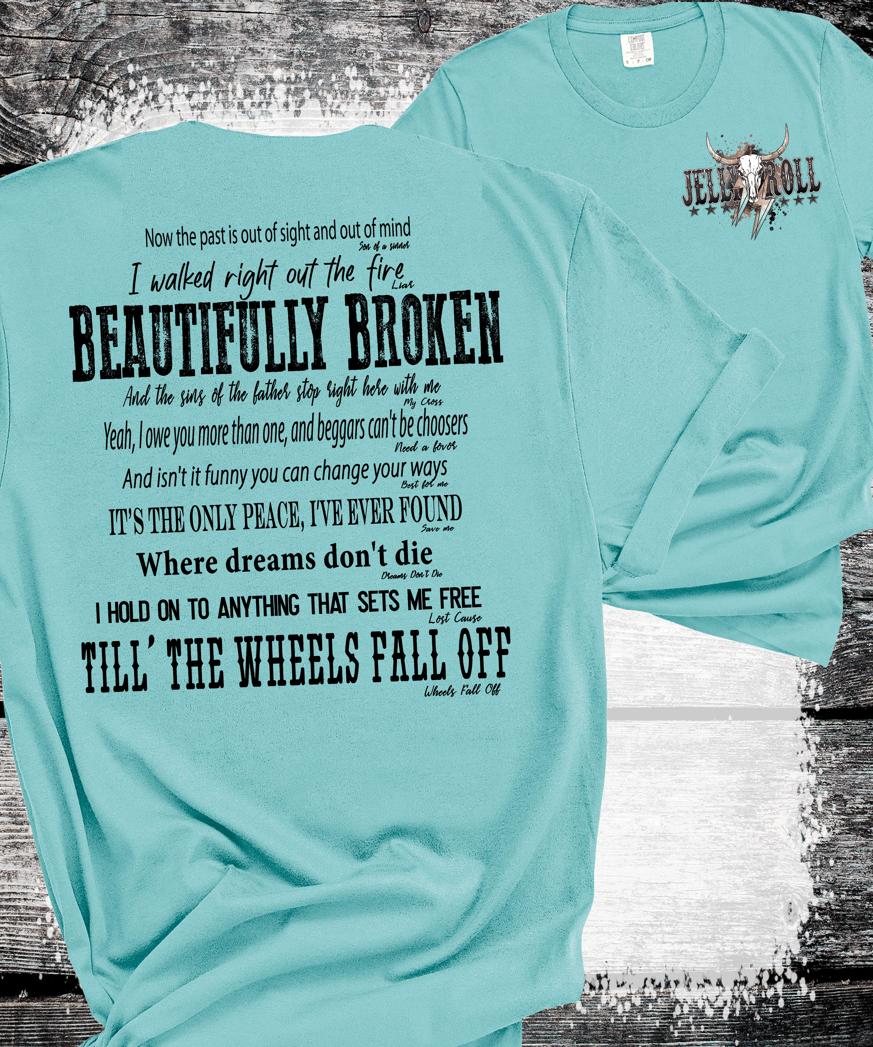 A Blessed Texas Mess Boutique Comfort Colors®  Beautifully Broken Country Music-Inspired Jelly Roll Lyrics,… — detail shot 7