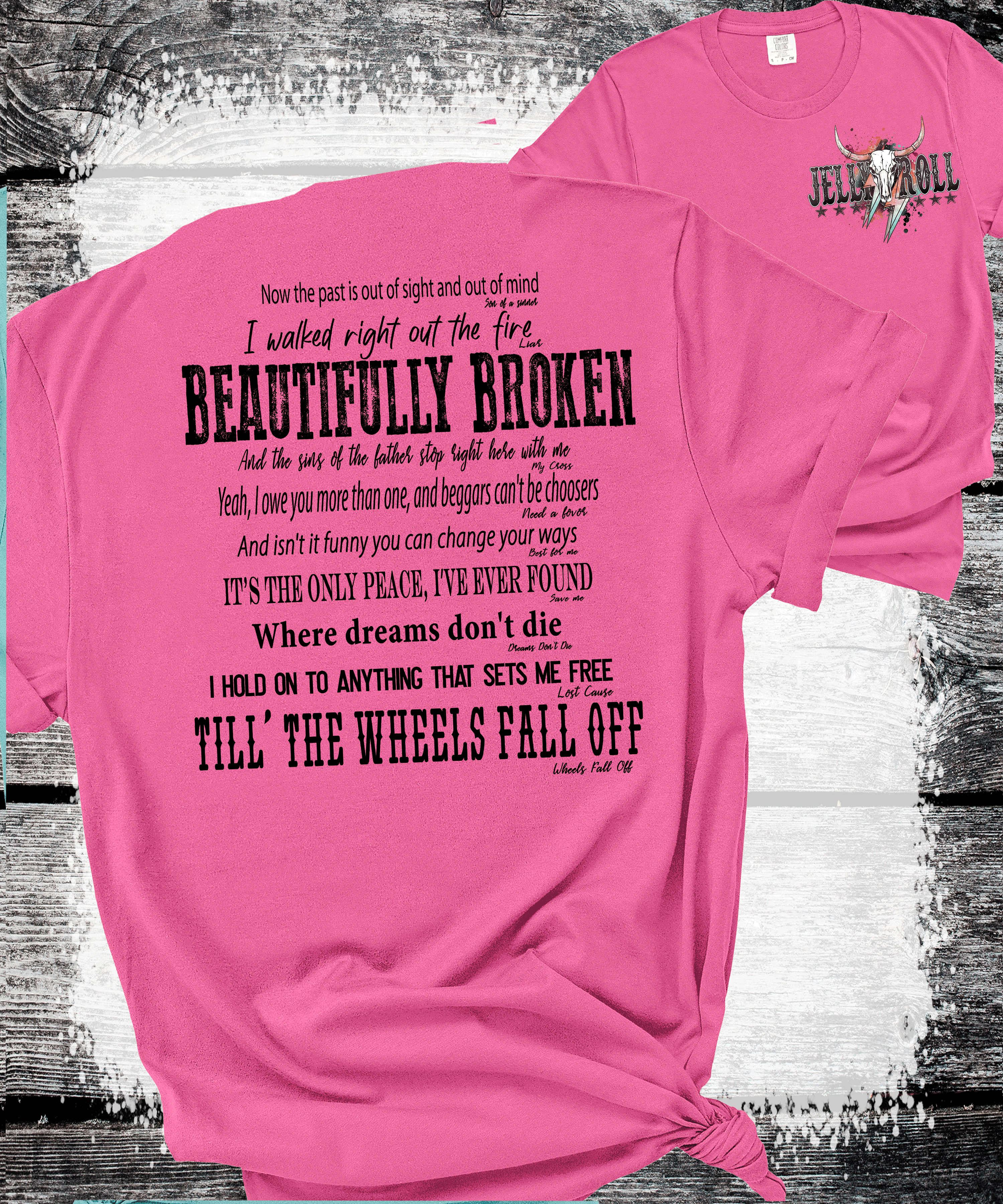 A Blessed Texas Mess Boutique Comfort Colors®  Beautifully Broken Country Music-Inspired Jelly Roll Lyrics,… — detail shot 8