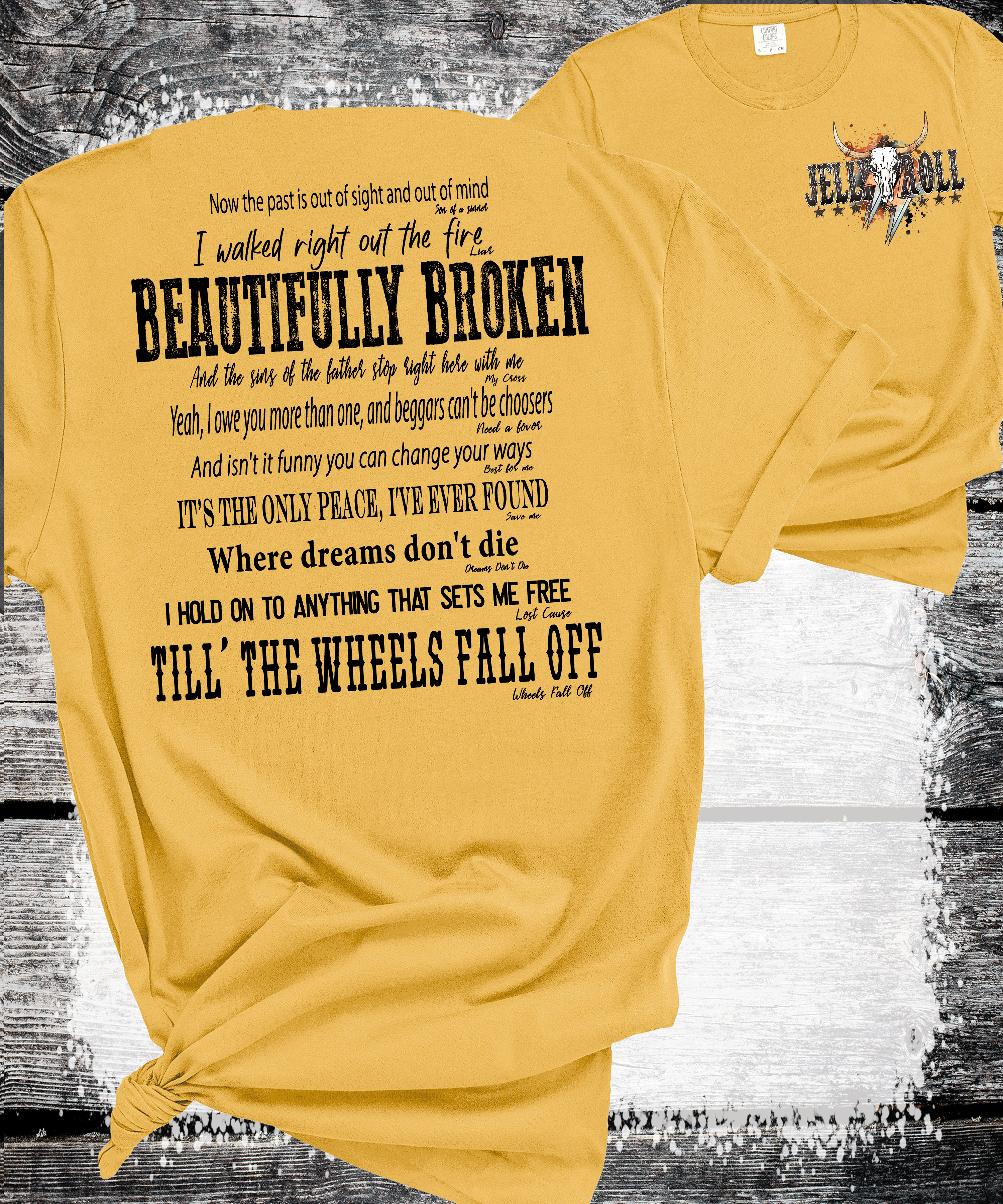 A Blessed Texas Mess Boutique Comfort Colors®  Beautifully Broken Country Music-Inspired Jelly Roll Lyrics,… — detail shot 6