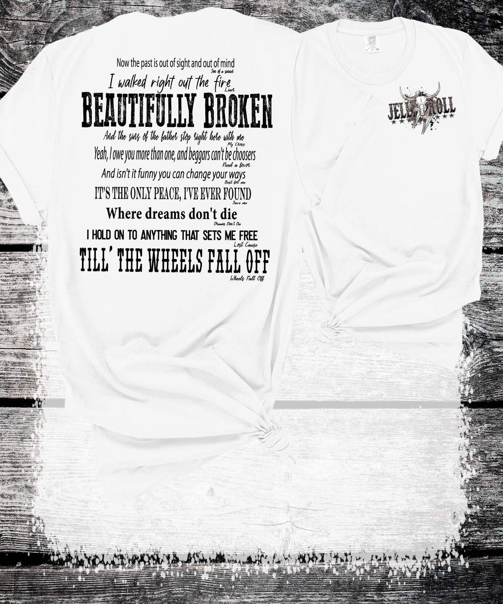 A Blessed Texas Mess Boutique Comfort Colors®  Beautifully Broken Country Music-Inspired Jelly Roll Lyrics,… — construction detail