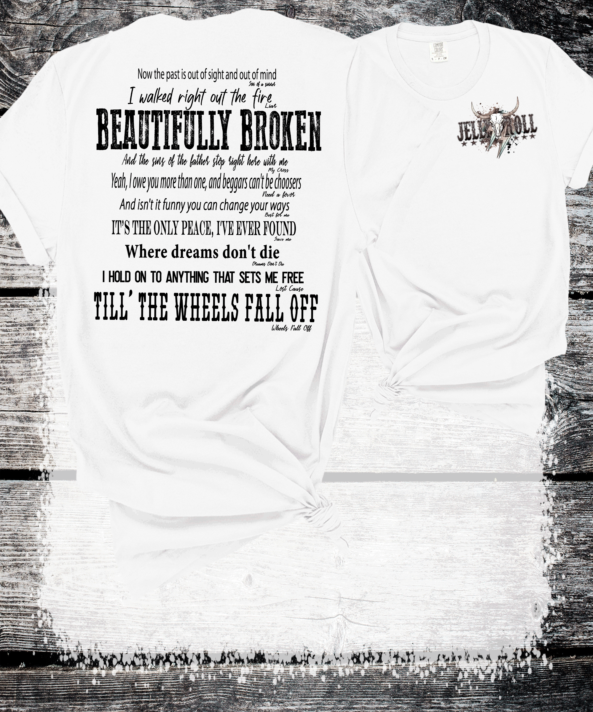 A Blessed Texas Mess Boutique Comfort Colors®  Beautifully Broken Country Music-Inspired Jelly Roll Lyrics,… — construction detail