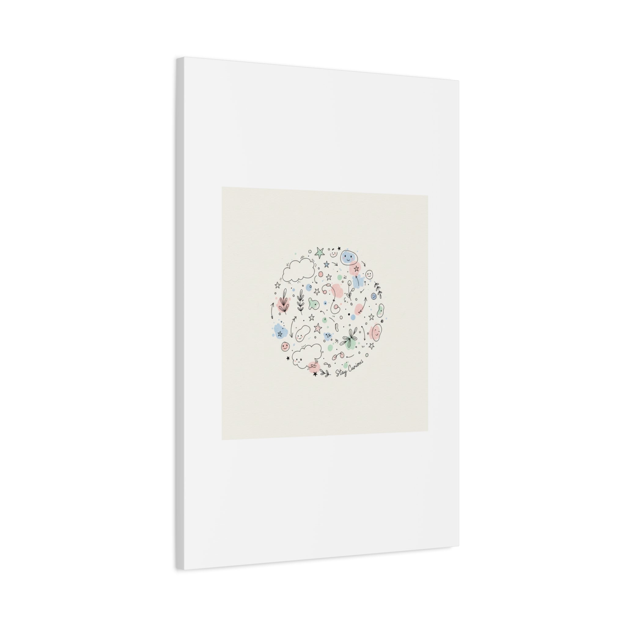 Doodle Circle Line Drawing Matte Canvas, Hand-Drawn Sketch Art