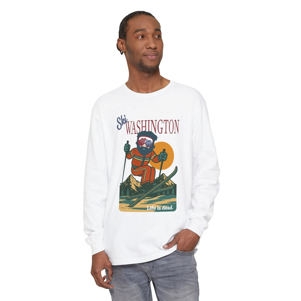 Ski Washington - Life is Dead Mountain Collection Garment-Dyed Long Sleeve T-Shirt