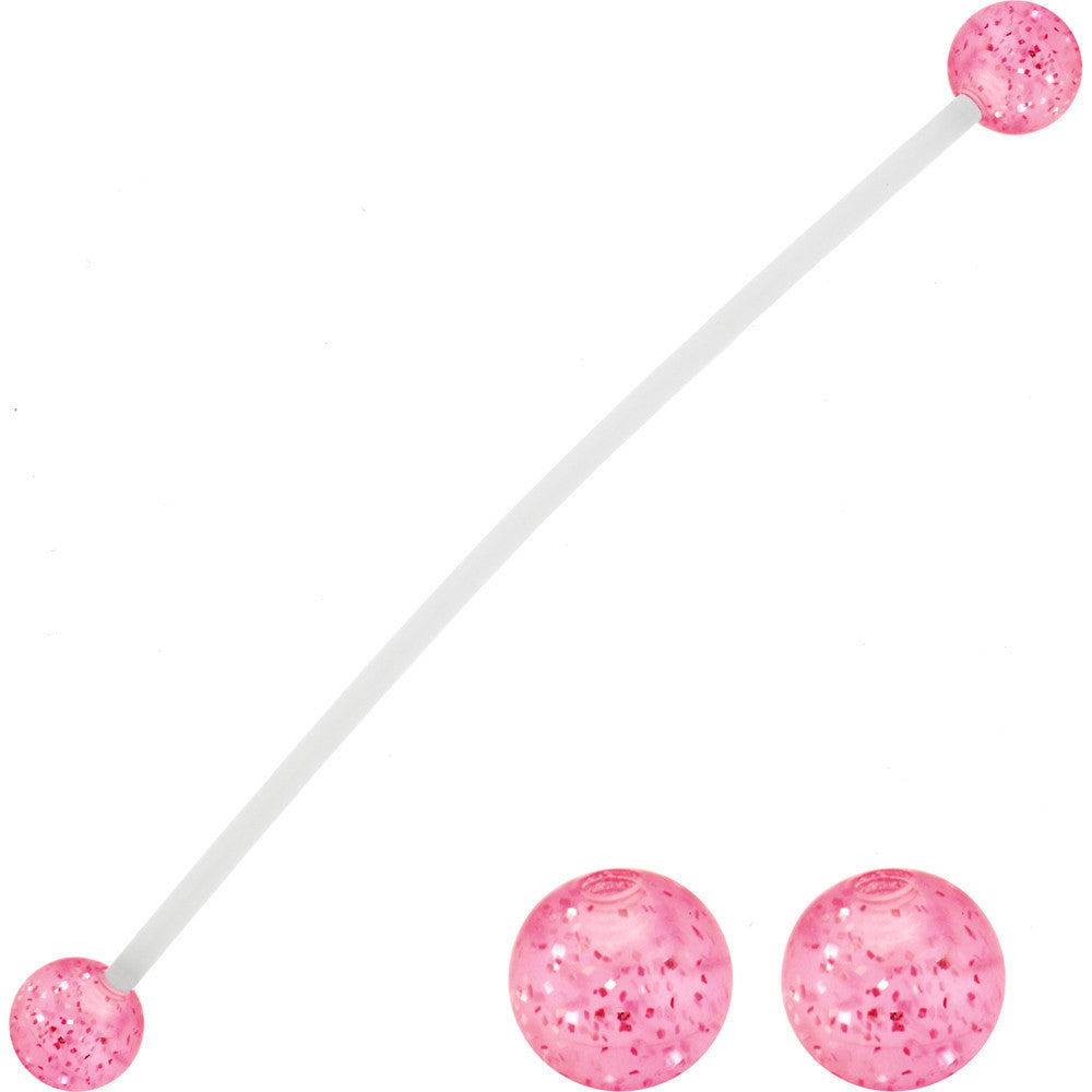 BodyCandy Pregnant Belly Button Ring With Pink Glitter UV Ends — main product shot