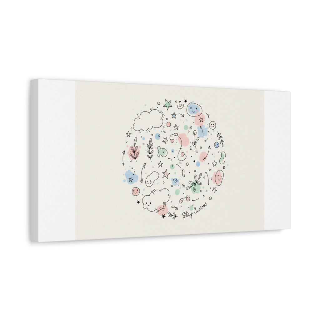 Doodle Circle Line Drawing Matte Canvas, Hand-Drawn Sketch Art