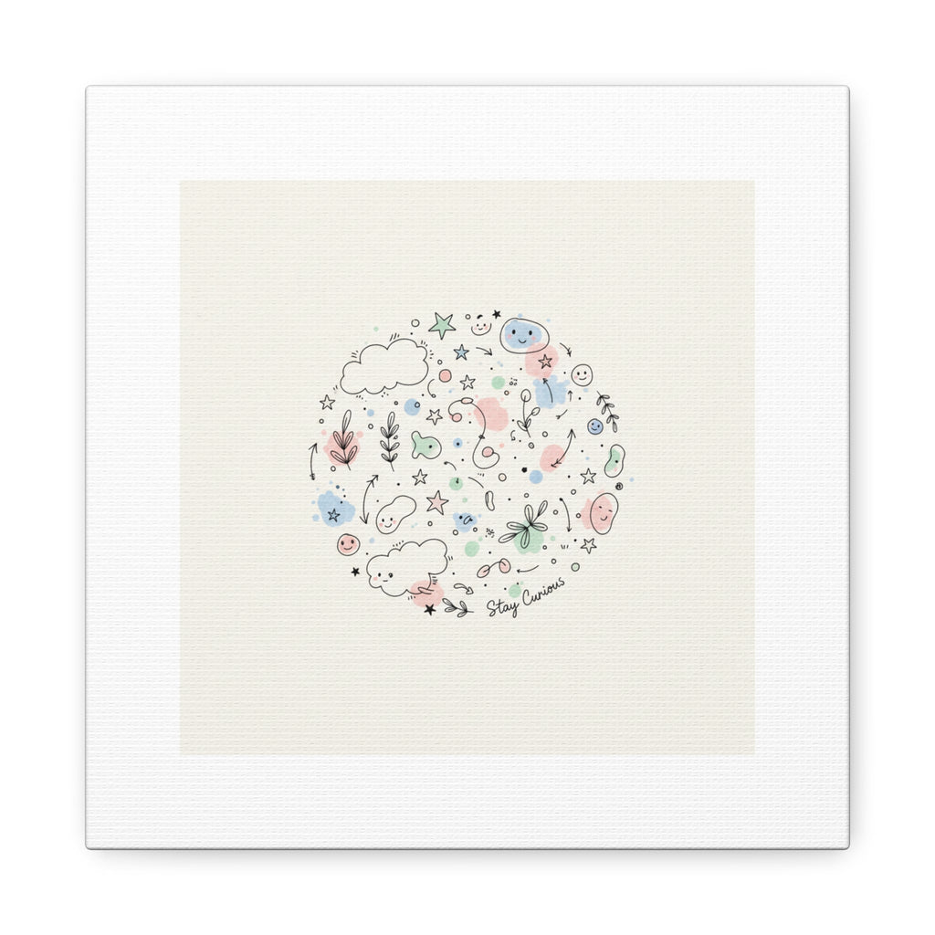 Doodle Circle Line Drawing Matte Canvas, Hand-Drawn Sketch Art