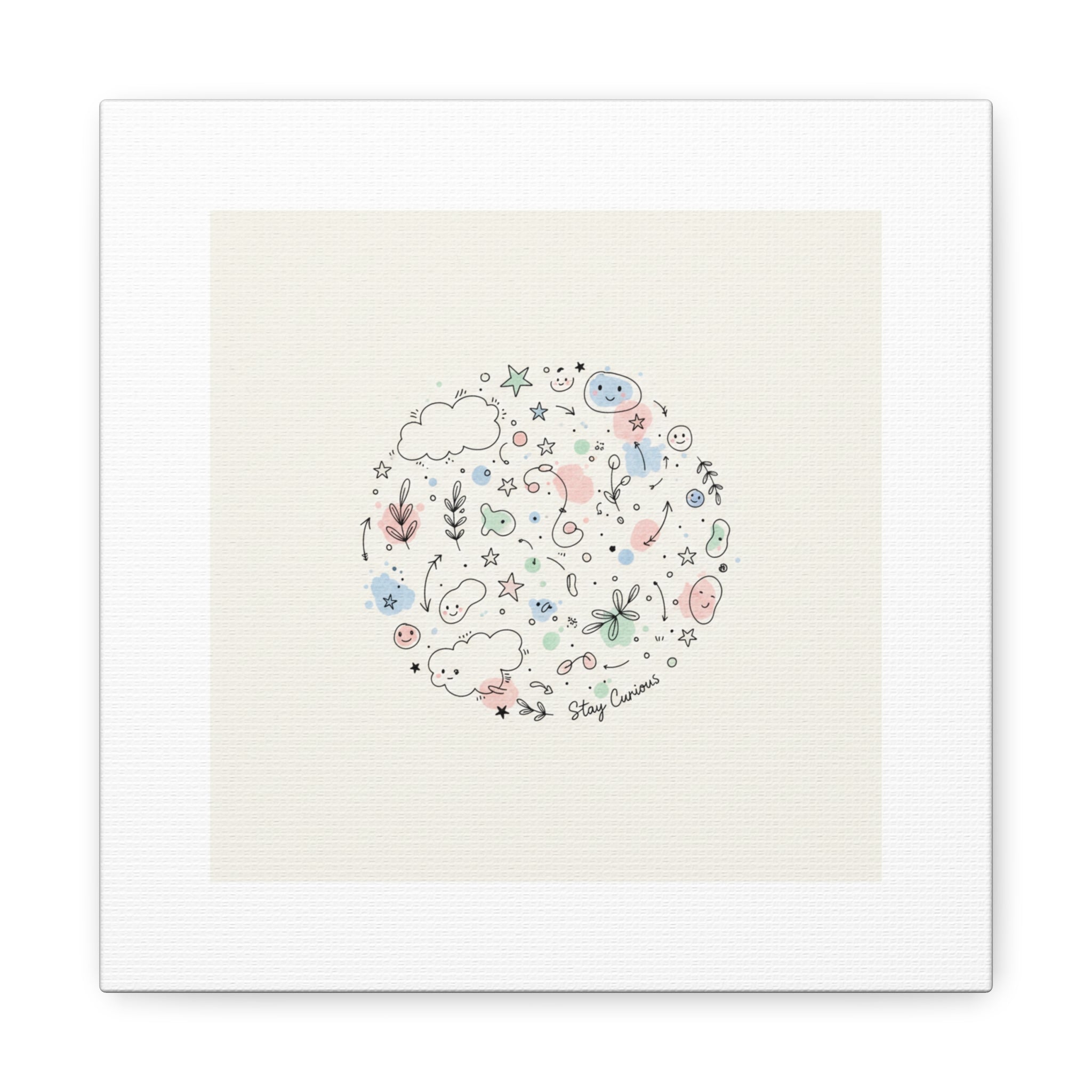 Doodle Circle Line Drawing Matte Canvas, Hand-Drawn Sketch Art