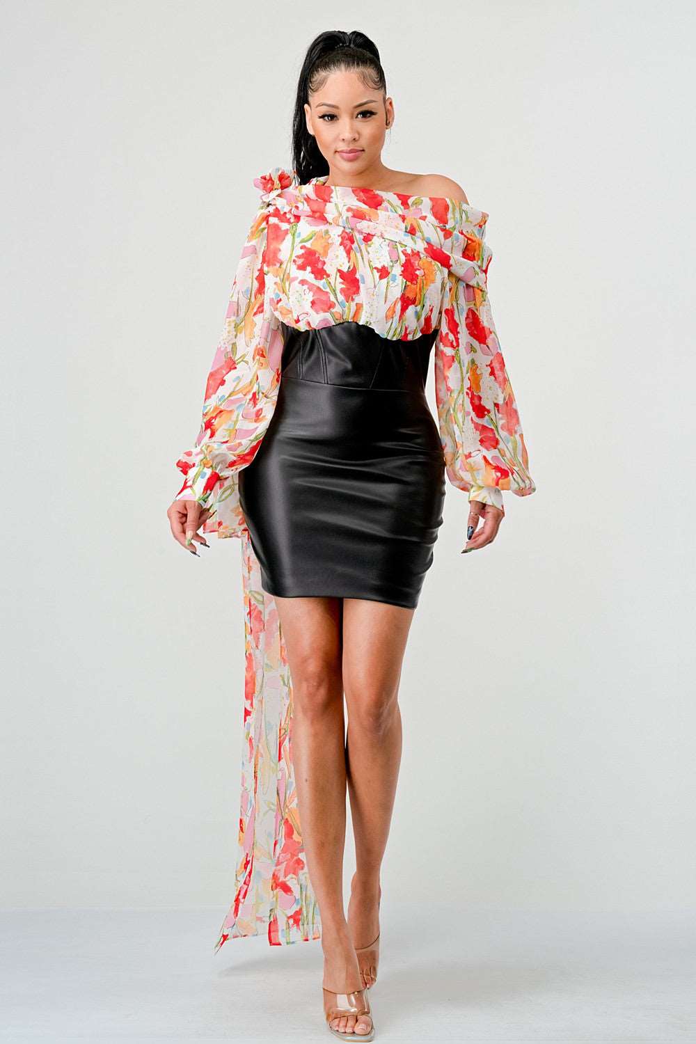 Blossom Leatherette Mini Dress