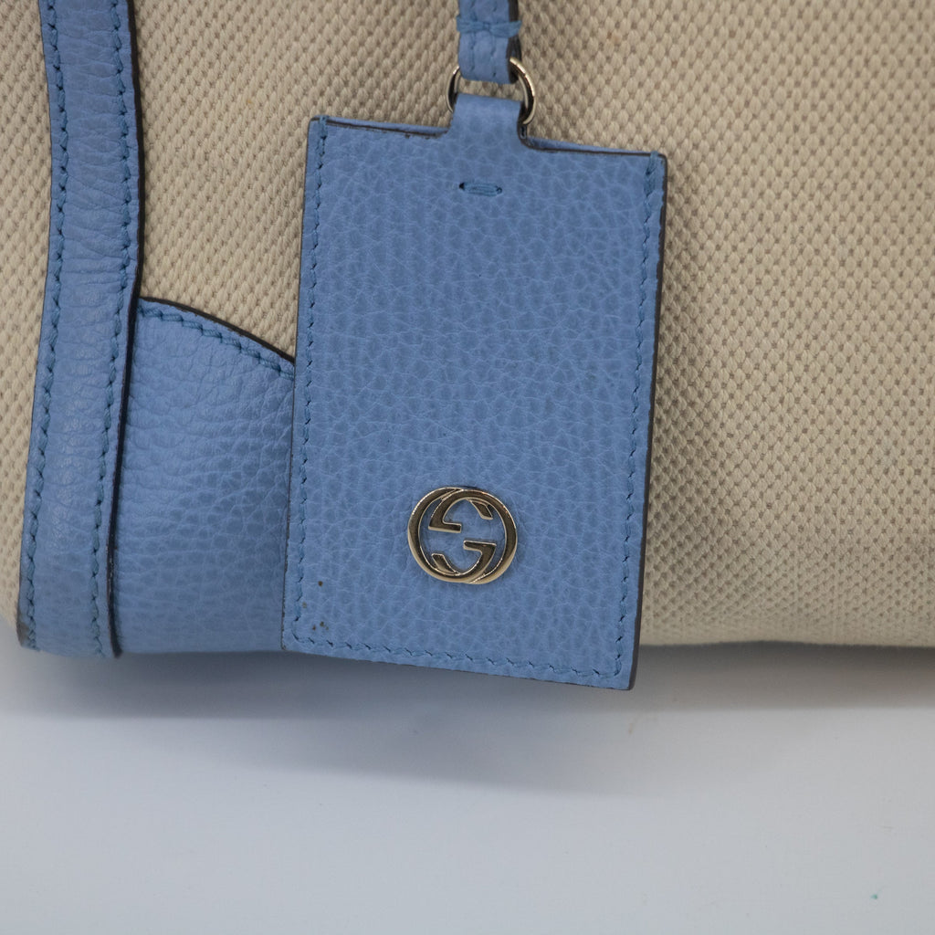 Bolt Boutique Bolt Boutique Gucci Beige x Brown Canvas Swing Tote - #1837 — in-use photo