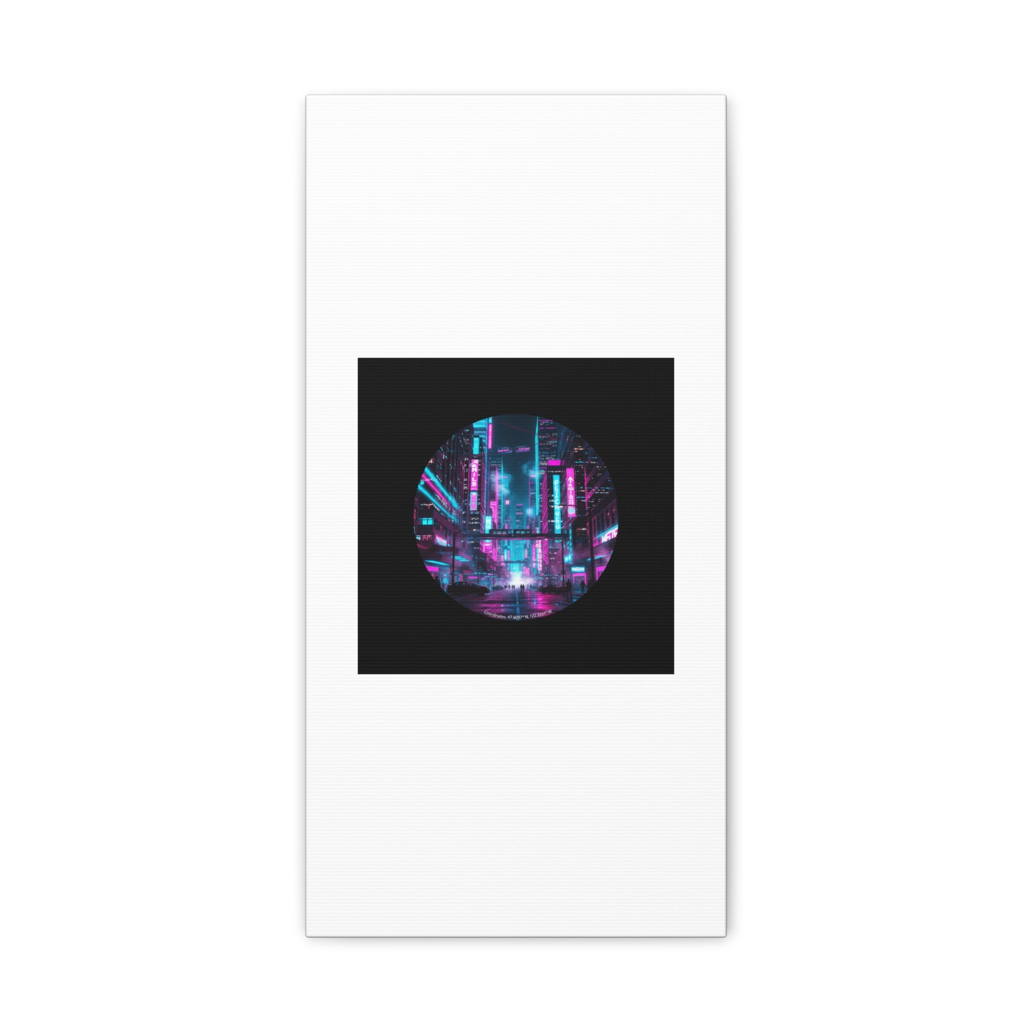 Neon Cyberpunk Cityscape Canvas | synthwave skyline, future city art