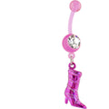 BodyCandy Bioplast Pink BOOT Dangle Belly Ring — main product shot