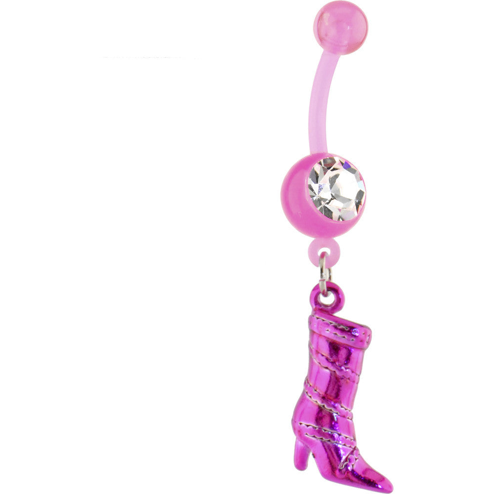 BodyCandy Bioplast Pink BOOT Dangle Belly Ring — main product shot