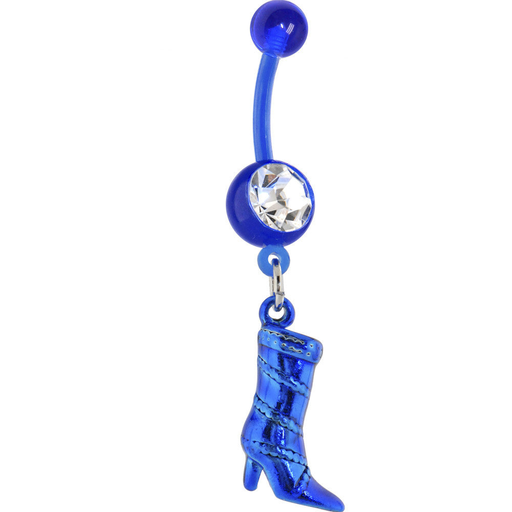 BodyCandy Bioplast Blue BOOT Dangle Belly Ring — main product shot