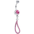 BodyCandy Pink TEARDROP JEWELED ROPE Dangle Belly Ring — main product shot
