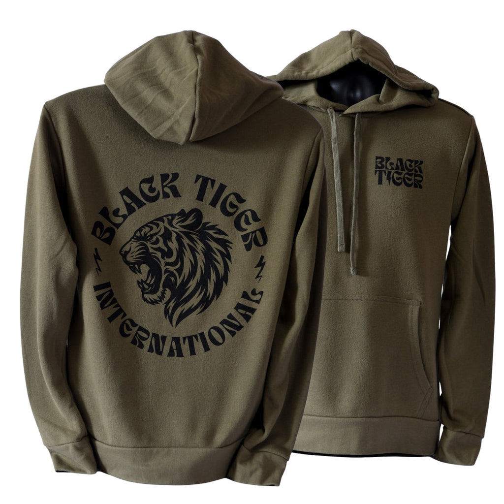 Black Tiger International Attack Tiger Logo Hoodie OG Green — lifestyle context
