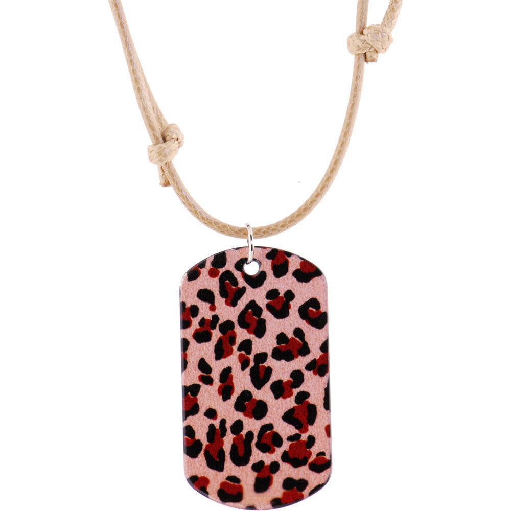 BodyCandy Peach Red LEOPARD DOG TAG Necklace — main product shot