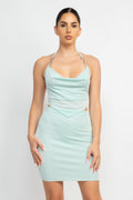 Chain Halter Top & Skirt Set – Sexy Two Piece Stretch Matching Set