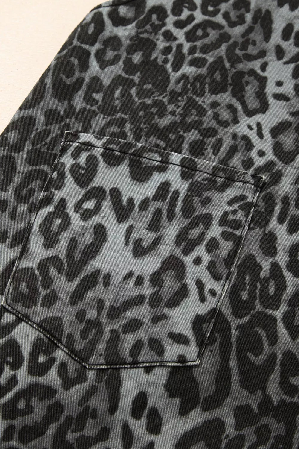 Leopard Print Button Adjustable Straps Cropped Loose Denim Overalls