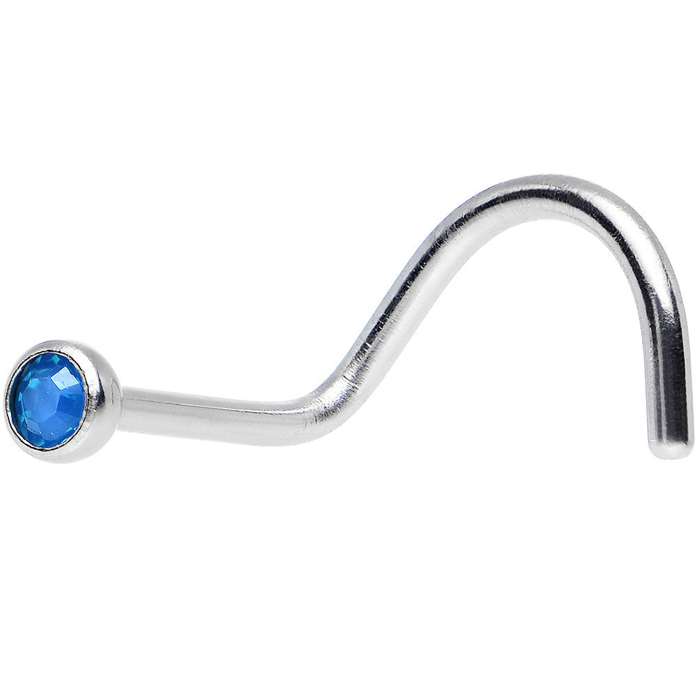 BodyCandy Caribbean Blue Opal Screw Nose Ring Created with Crystals — main product shot