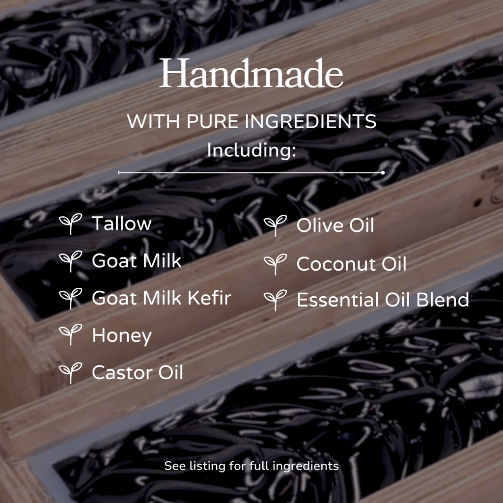 Pretty farm girl Clarifying Charcoal Bar Handmade Tallow and Goat Milk Soap Bar — in-use photo