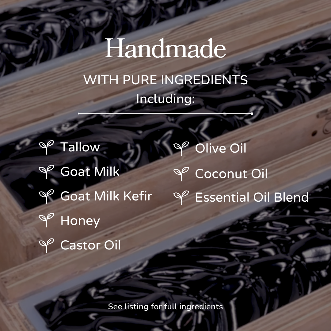 Pretty farm girl Clarifying Charcoal Bar Handmade Tallow and Goat Milk Soap Bar — in-use photo