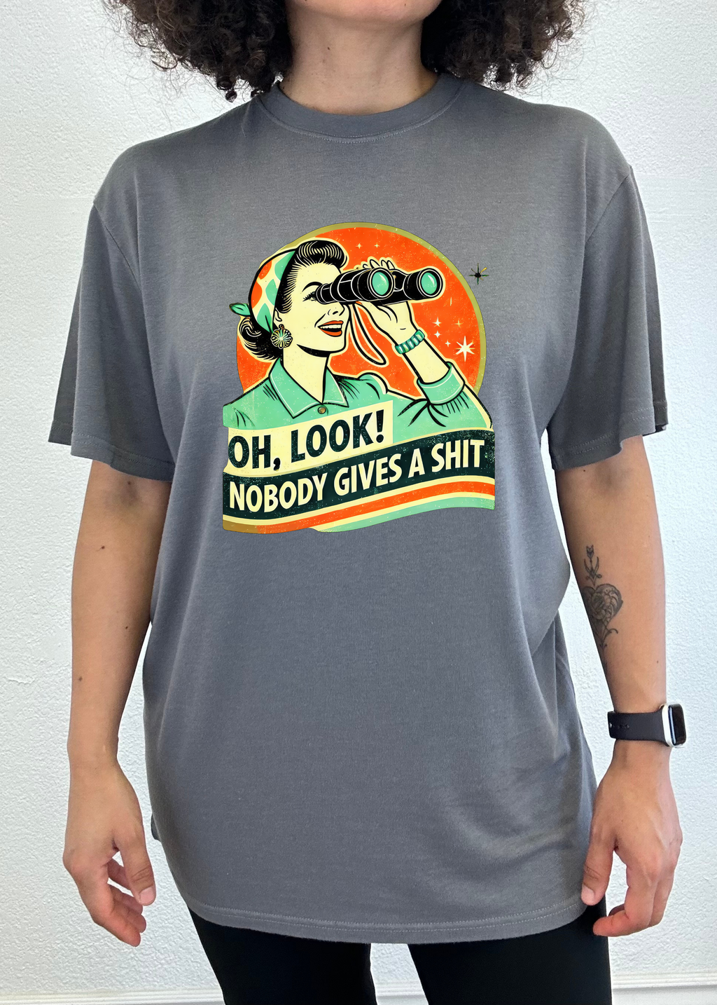 Spun Bamboo Funny Retro Woman Unisex Bamboo/Cotton Graphic T-Shirt — alternative angle