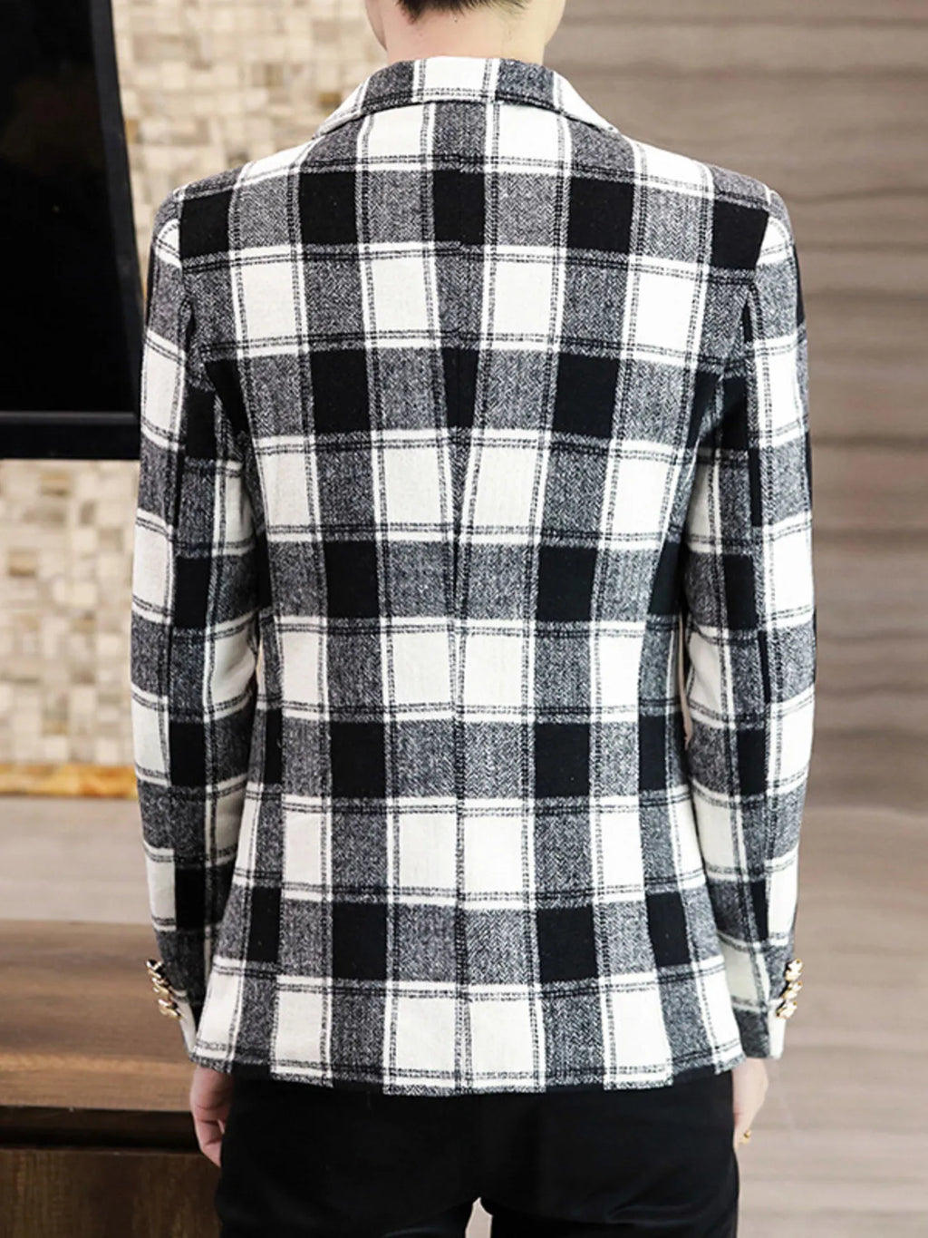 Men's Plus Size Plaid Slim Fit Blazer