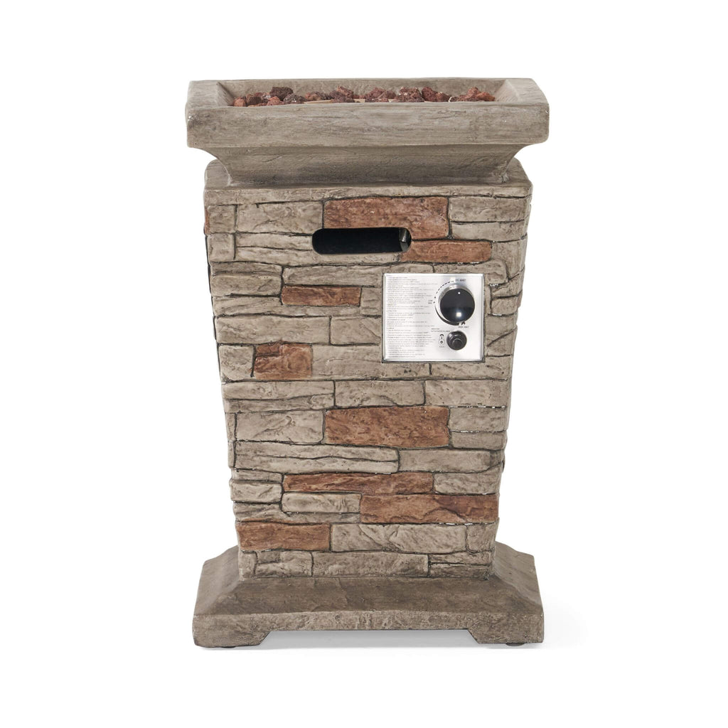 Alora 19-Inch Outdoor 40K BTU Natural Stone Fire Column (SAK36771) – SAKSBY WHOLESALE, view 3