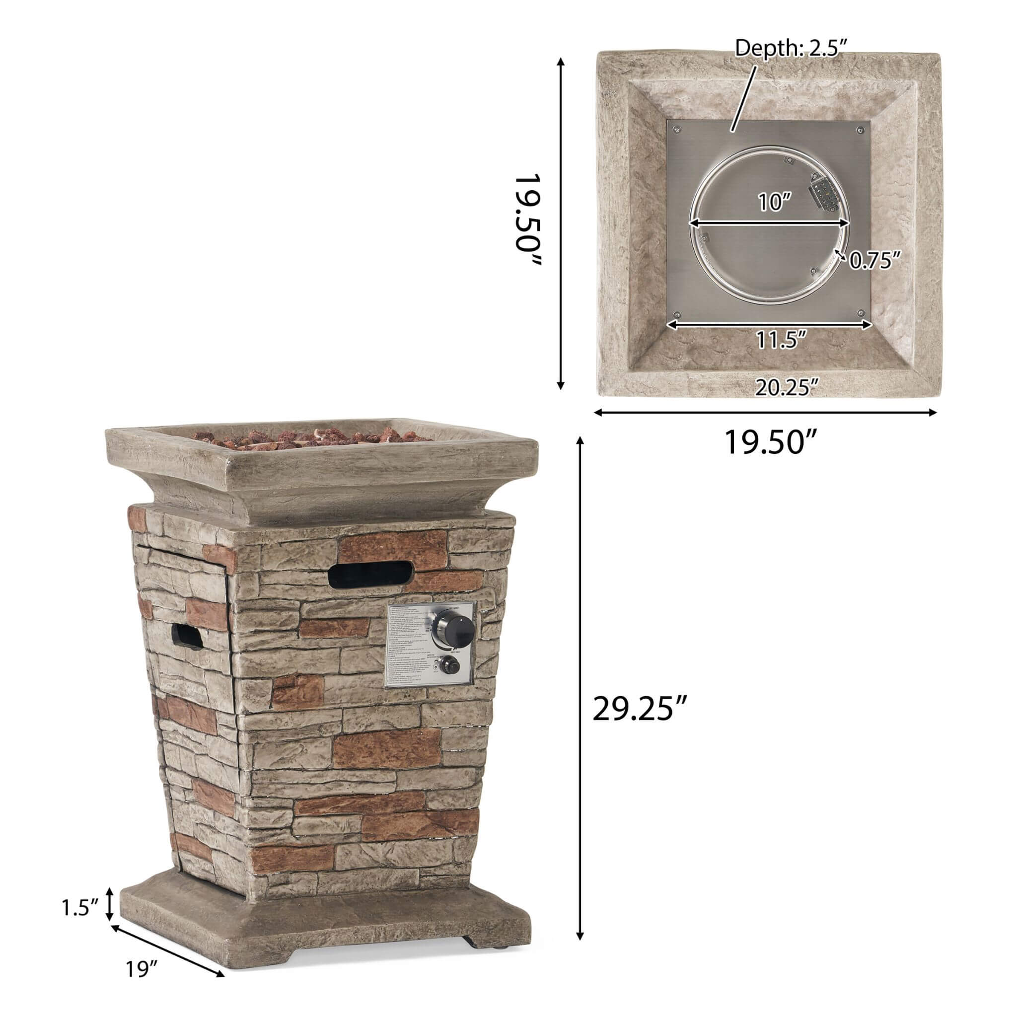Alora 19-Inch Outdoor 40K BTU Natural Stone Fire Column (SAK36771) – SAKSBY WHOLESALE, view 6