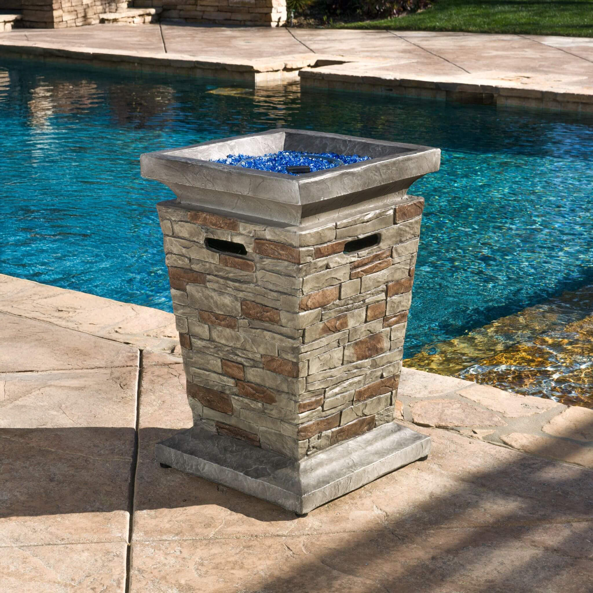 Alora 19-Inch Outdoor 40K BTU Natural Stone Fire Column (SAK36771) – SAKSBY WHOLESALE
