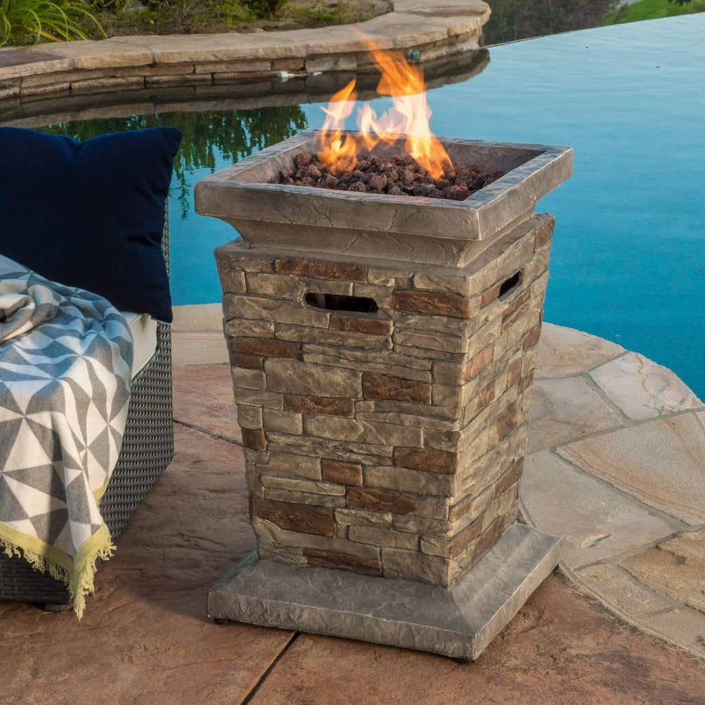 Alora 19-Inch Outdoor 40K BTU Natural Stone Fire Column (SAK36771) – SAKSBY WHOLESALE, view 5