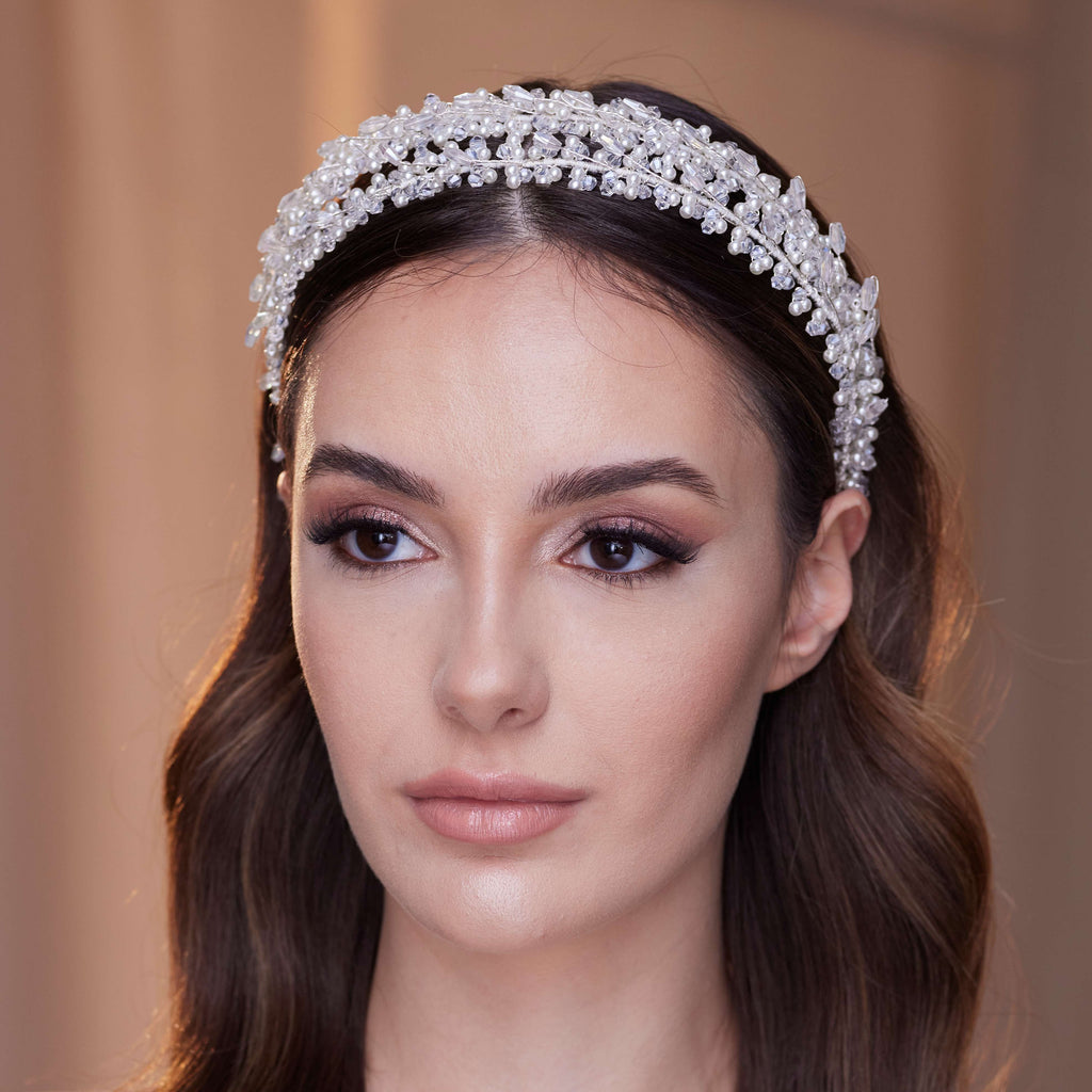 Elegant Crystal Beads and Pearls Hairband – Bridal Port