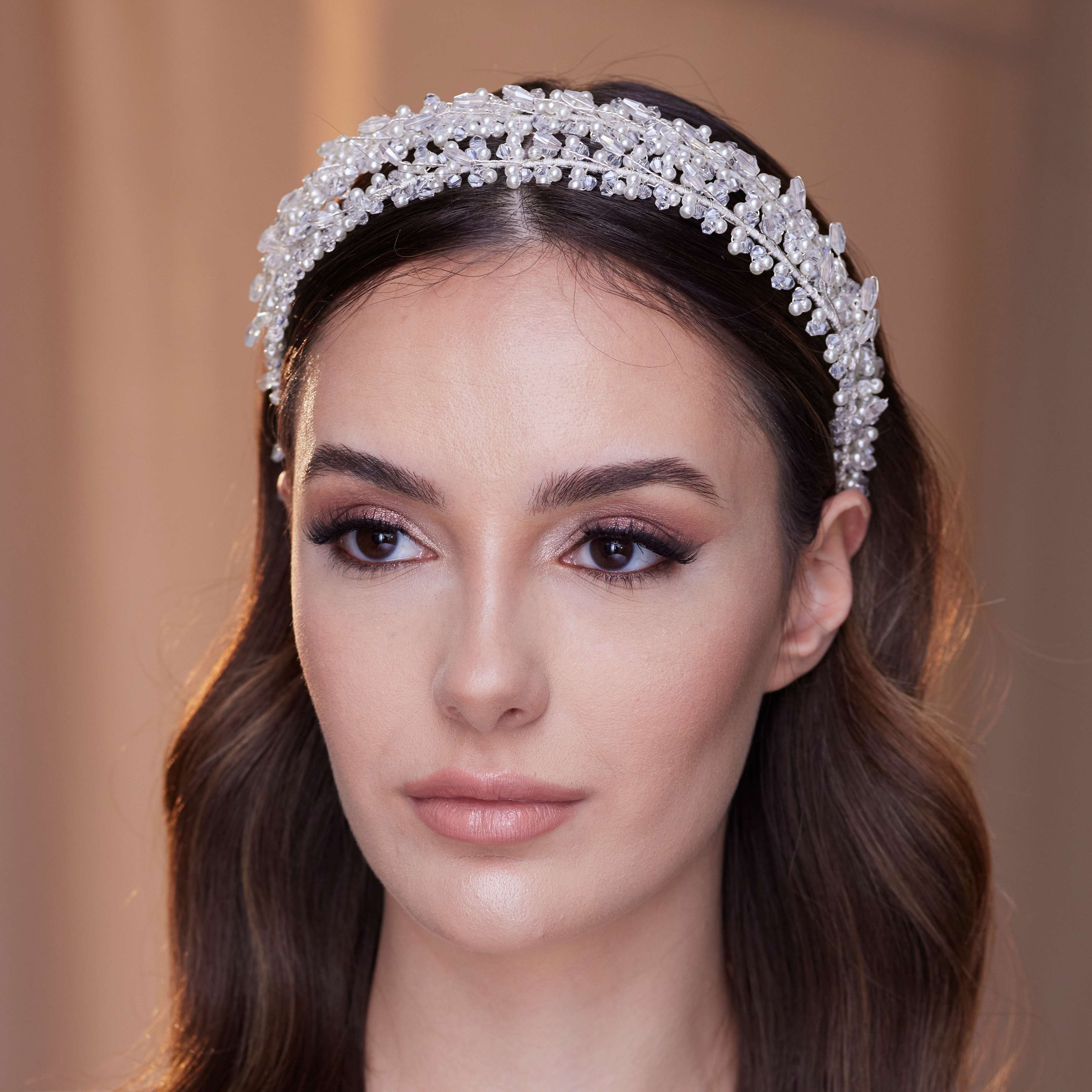 Elegant Crystal Beads and Pearls Hairband – Bridal Port