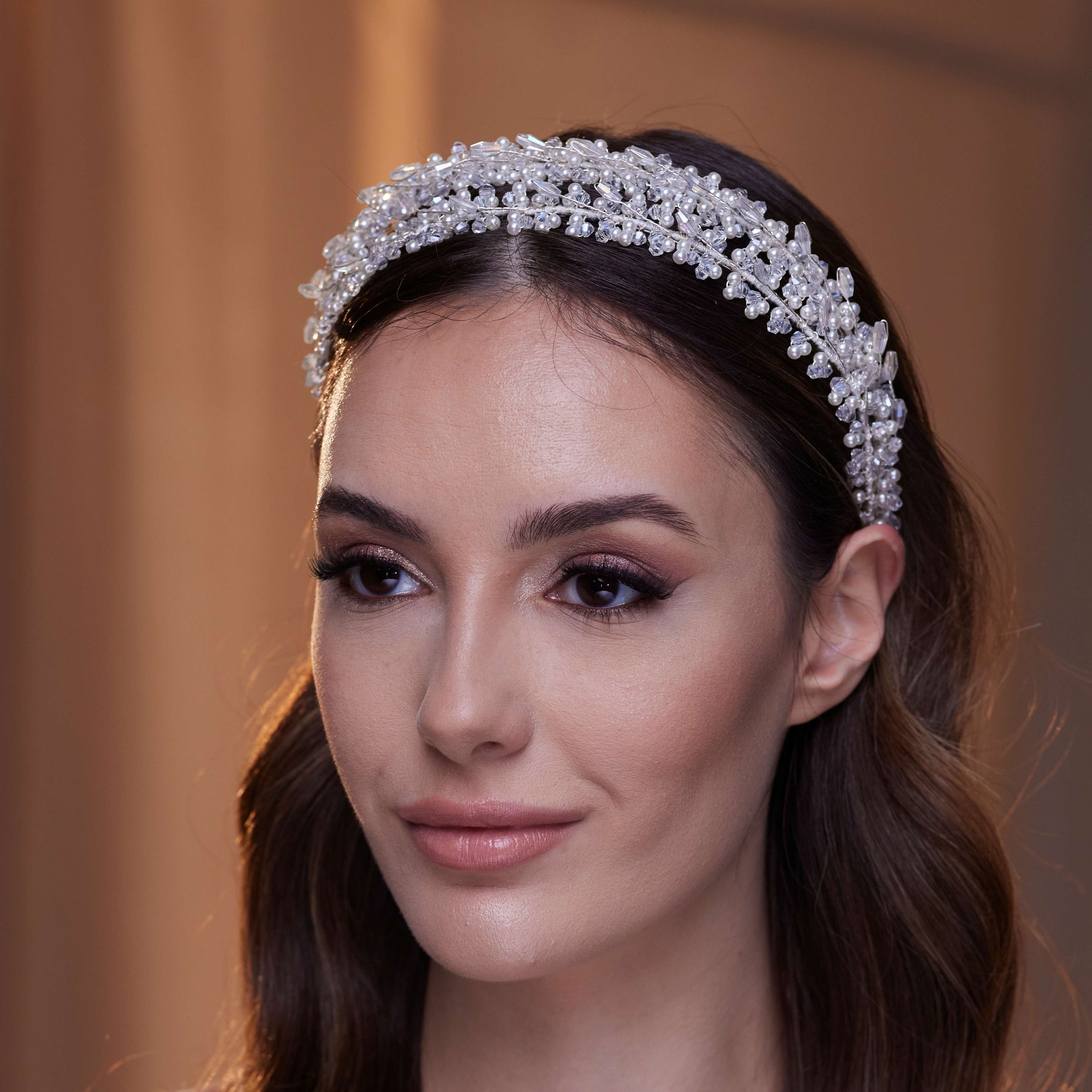 Elegant Crystal Beads and Pearls Hairband – Bridal Port, view 3