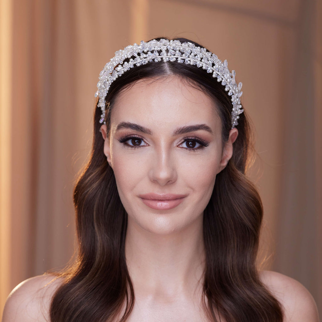 Elegant Crystal Beads and Pearls Hairband – Bridal Port, view 6