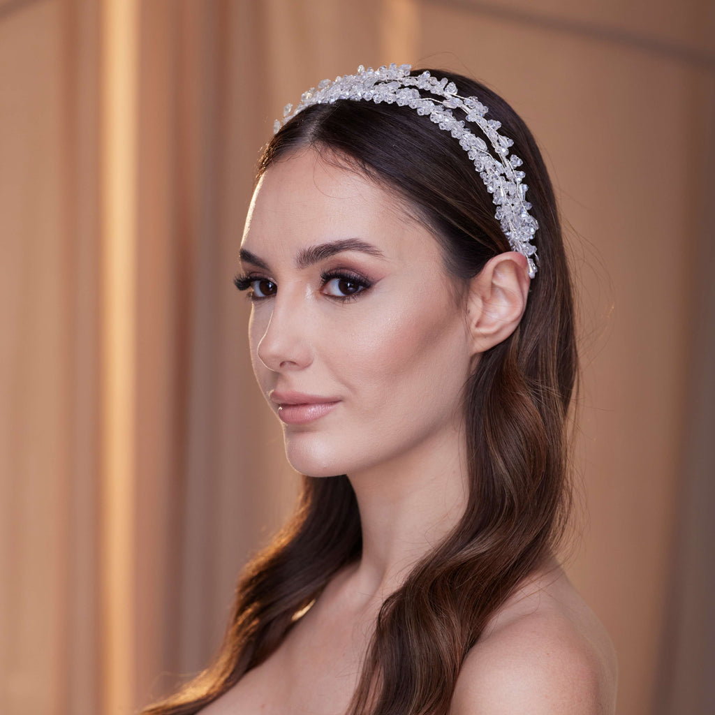 Elegant Crystal Beaded Hairband – Bridal Port, view 2
