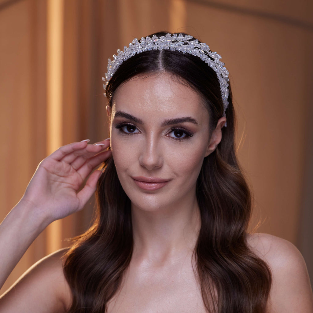 Elegant Crystal Beaded Hairband – Bridal Port, view 4