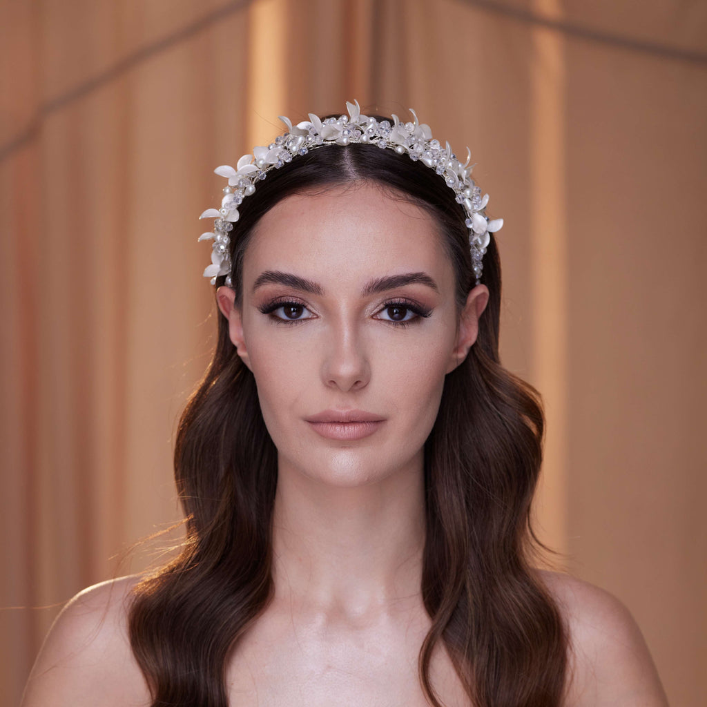 Elegant Crystal Resin Flower Hair Band – Bridal Port, view 2