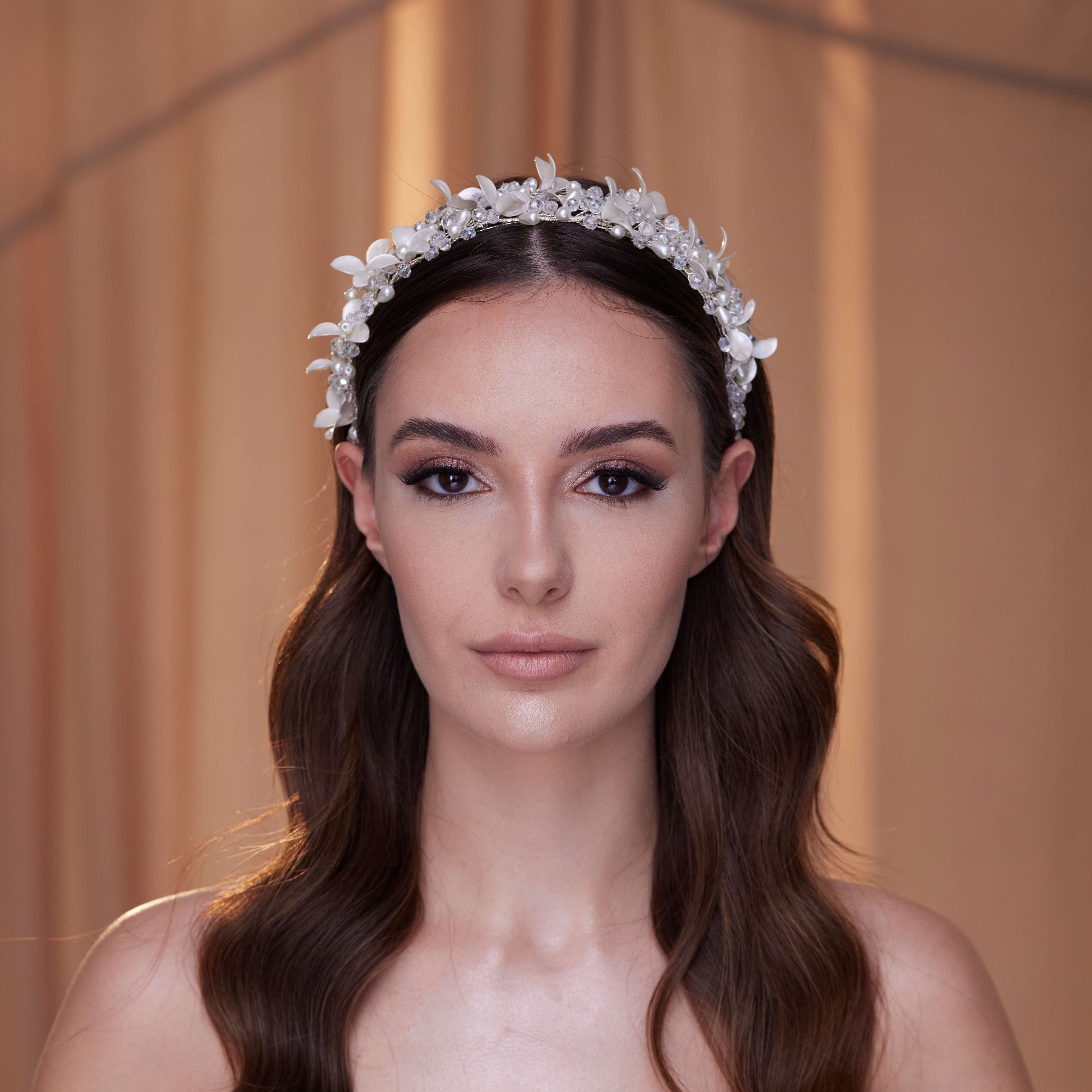 Elegant Crystal Resin Flower Hair Band – Bridal Port, view 2