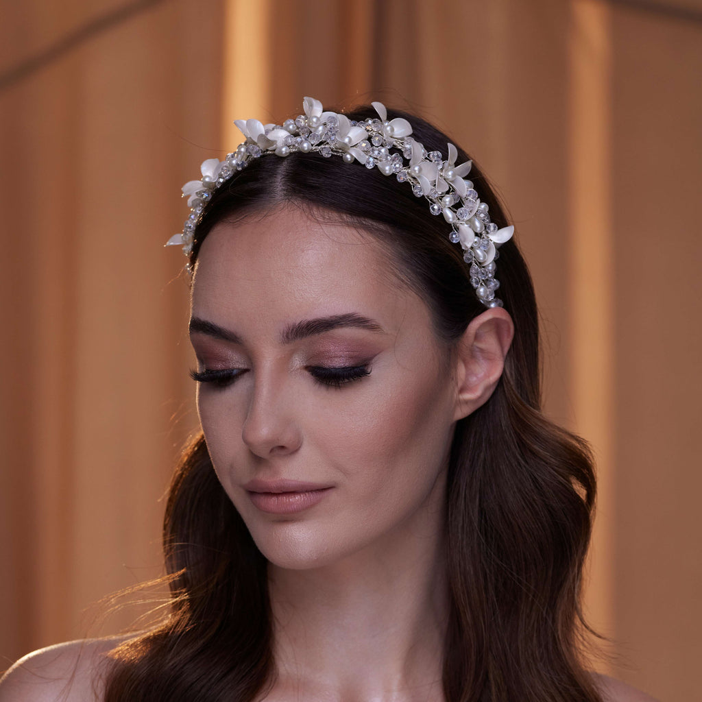 Elegant Crystal Resin Flower Hair Band – Bridal Port, view 3