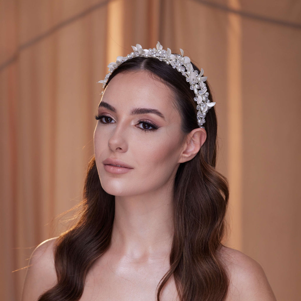 Elegant Crystal Resin Flower Hair Band – Bridal Port, view 4
